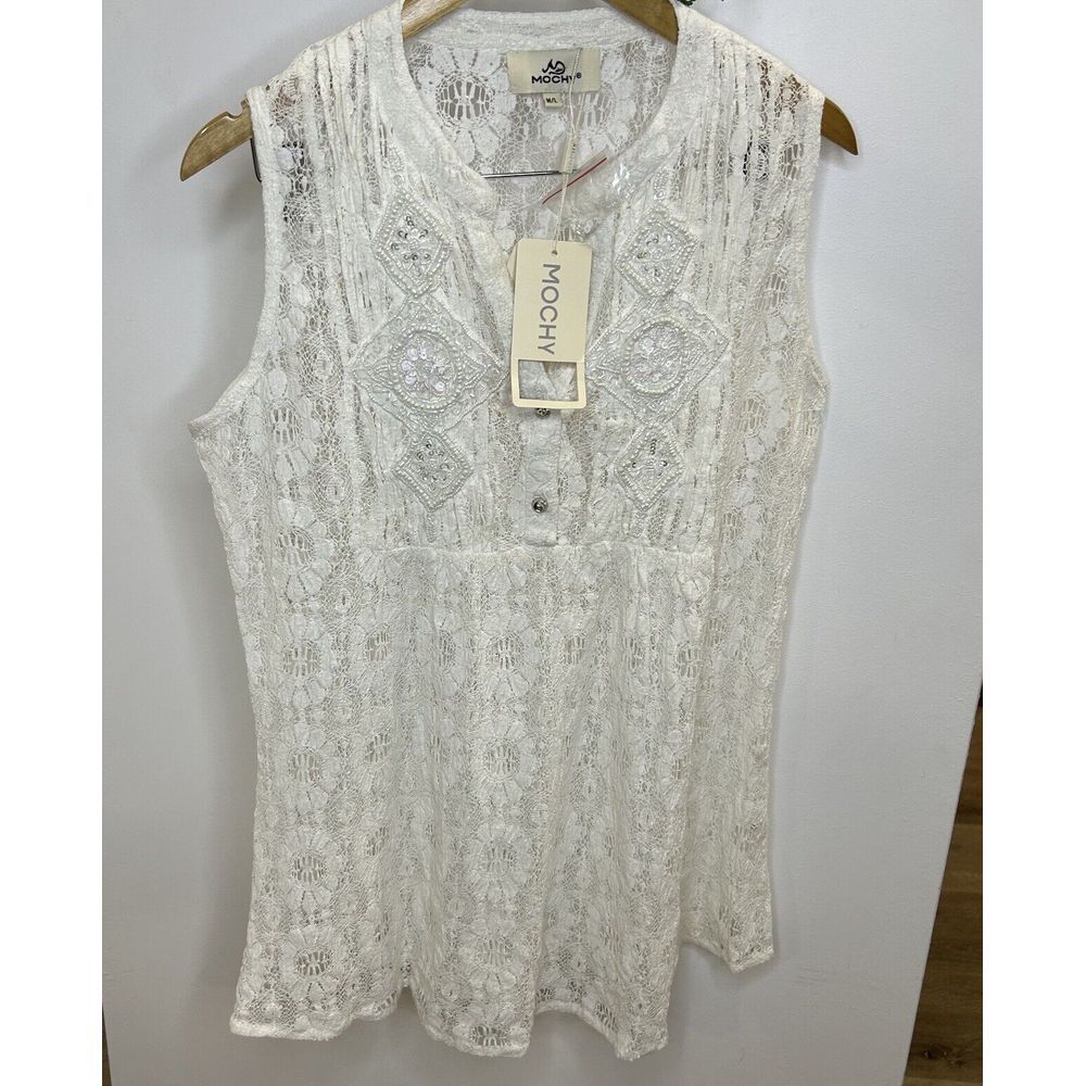 New !! Mochy Cream Swimsuit Coverup Lacey/ Size M / L‎